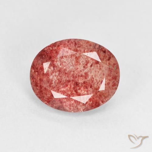 2.44ct 자연스러운 붉은빛이 도는 핑크 딸기 석영, 타원형, 투명한