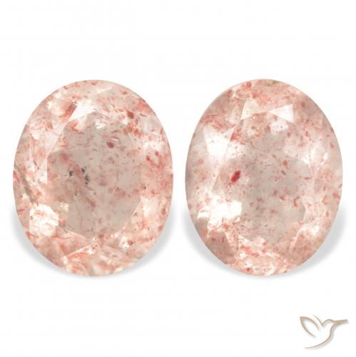 6.89ctw 자연스러운 Light Grapefruit Pink 딸기 석영, 타원형, 투명한