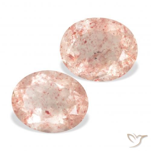 6.89캐럿 천연 Light Grapefruit Pink 딸기 석영 보석, 타원형, 투명한