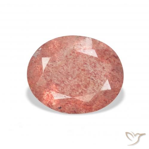 3.26ct 자연스러운 미디엄 핑크 딸기 석영, 타원형, 투명한