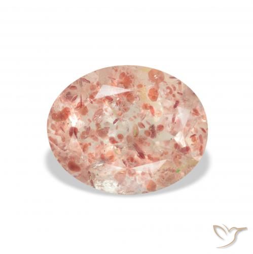3.22ct 자연스러운 오렌지 핑크 딸기 석영, 타원형, 투명한