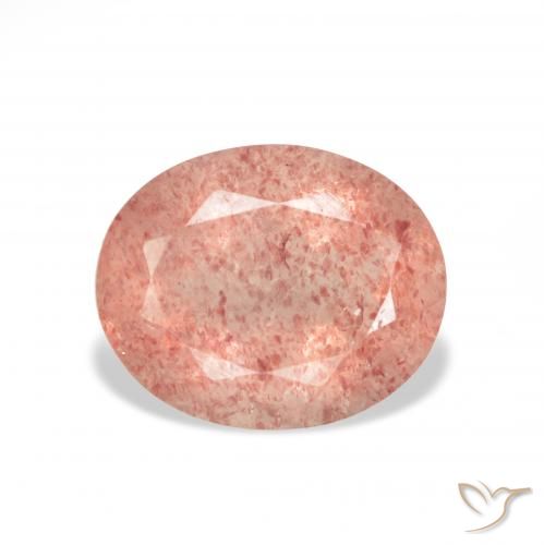 3.38ct 자연스러운 라즈베리 핑크 딸기 석영, 타원형, 투명한