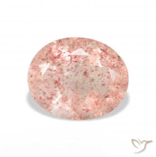 3.55ct 자연스러운 라이트 핑크 딸기 석영, 타원형, 투명한