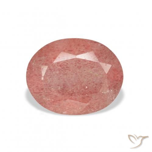 3.32ct 자연스러운 오렌지빛 핑크 딸기 석영, 타원형, 투명한