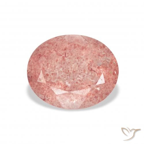 3.45ct 자연스러운 Medium Light-Pink 딸기 석영, 타원형, 투명한