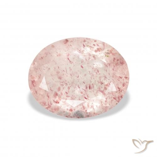 2.82ct 자연스러운 미디엄 핑크 딸기 석영, 타원형, 투명한
