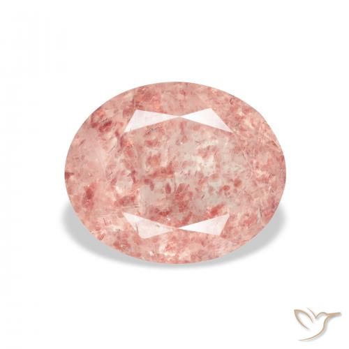 4.04ct 자연스러운 미디엄 핑크 딸기 석영, 타원형, 투명한