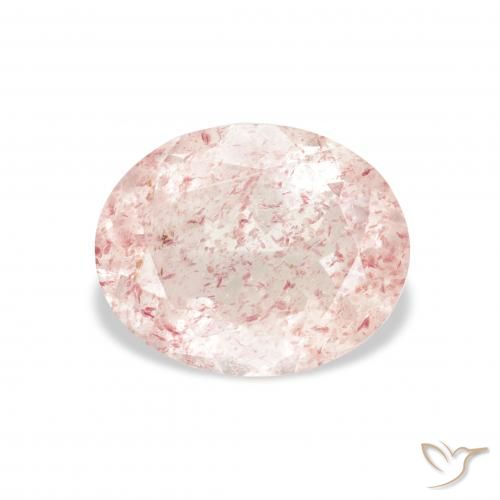 3.32ct 자연스러운 오렌지 핑크 딸기 석영, 타원형, 투명한