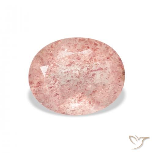 3.79ct 자연스러운 새먼 핑크 딸기 석영, 타원형, 투명한