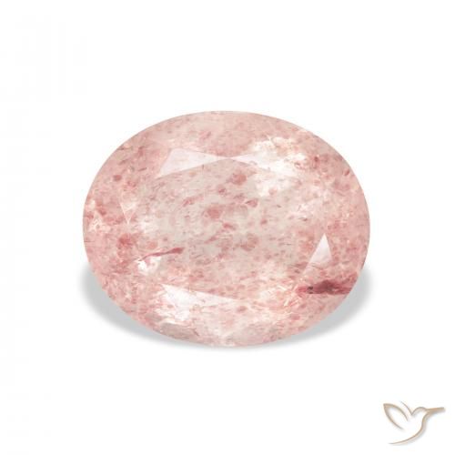 3.76ct 자연스러운 새먼 핑크 딸기 석영, 타원형, 투명한