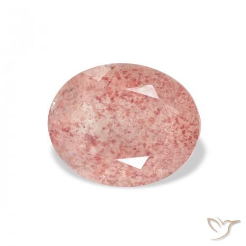 3.58캐럿 천연 Medium Light-Pink 딸기 석영, 타원형, 투명한
