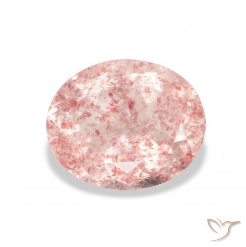 3.65ct 자연스러운 라이트 핑크 딸기 석영, 타원형, 투명한