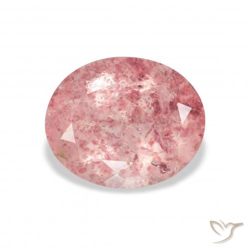 3.50ct 자연스러운 라이트 핑크 딸기 석영, 타원형, 투명한