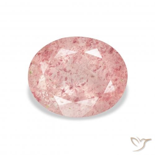 3.54ct 자연스러운 라이트 핫 핑크 딸기 석영, 타원형, 투명한