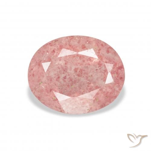 3.37ct 자연스러운 라이트 핑크 딸기 석영, 타원형, 투명한