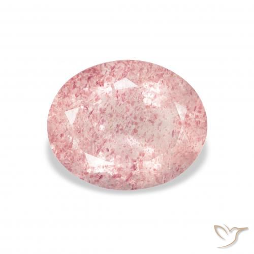 2.95ct 자연스러운 라이트 핑크 딸기 석영, 타원형, 투명한