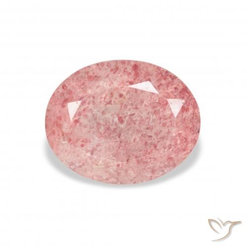 3.36ct 자연스러운 풍선껌 핑크 딸기 석영, 타원형, 투명한