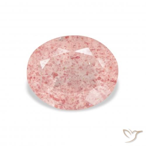 3.76ct 자연스러운 라이트 핑크 딸기 석영, 타원형, 투명한