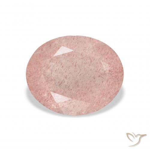 3.48ct 자연스러운 미디엄 핑크 딸기 석영, 타원형, 투명한