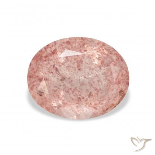 3.65ct 자연스러운 오렌지 핑크 딸기 석영, 타원형, 투명한