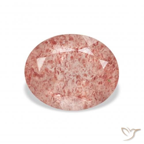 3.29ct 자연스러운 미디엄 핑크 딸기 석영, 타원형, 투명한