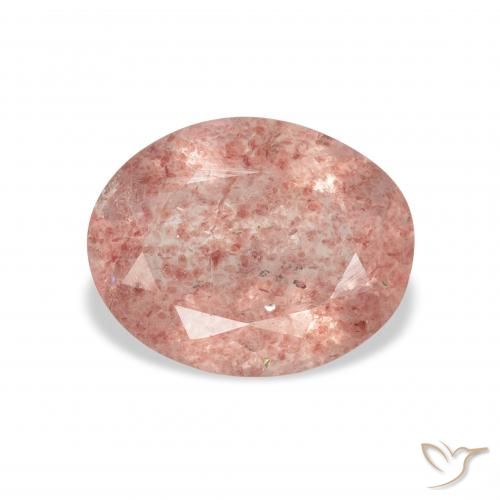 2.94ct 자연스러운 오렌지빛 핑크 딸기 석영, 타원형, 투명한