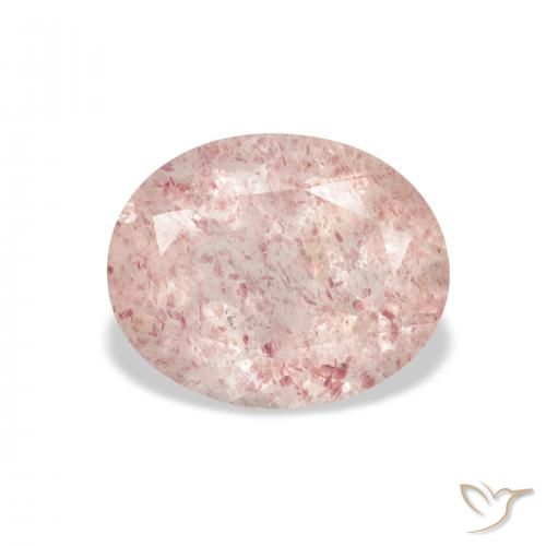3.40ct 자연스러운 라이트 핑크 딸기 석영, 타원형, 투명한