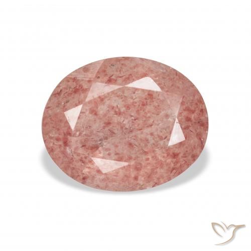 3.38ct 자연스러운 라즈베리 핑크 딸기 석영, 타원형, 투명한