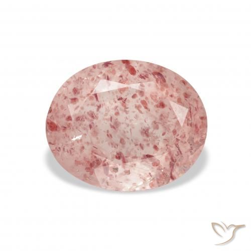 3.64ct 자연스러운 미디엄 핑크 딸기 석영, 타원형, 투명한