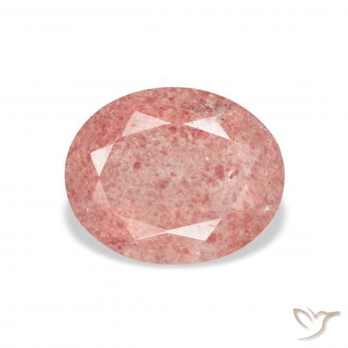 3.08ct 자연스러운 라즈베리 핑크 딸기 석영, 타원형, 투명한