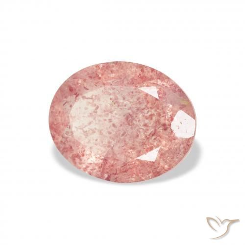 2.97캐럿 천연 Medium Light-Pink 딸기 석영, 타원형, 투명한
