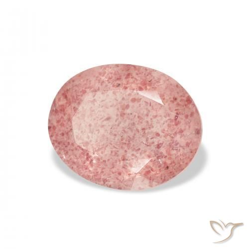 3.19캐럿 천연 Medium Light-Pink 딸기 석영, 타원형, 투명한