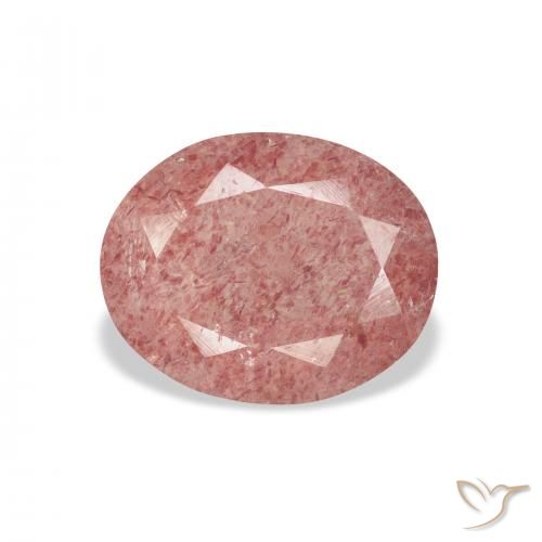 2.95ct 자연스러운 미디엄 핑크 딸기 석영, 타원형, 투명한