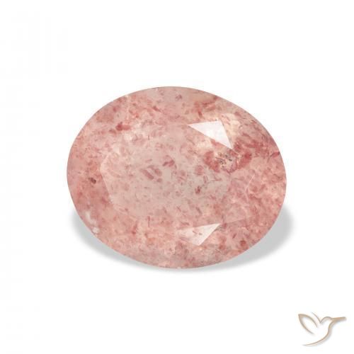 3.68캐럿 천연 Medium Light-Pink 딸기 석영, 타원형, 투명한