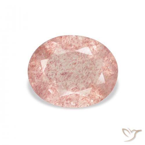 2.84ct 자연스러운 라이트 핑크 딸기 석영, 타원형, 투명한