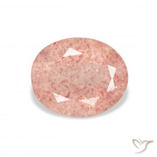 2.94ct 자연스러운 라이트 핑크 딸기 석영, 타원형, 투명한