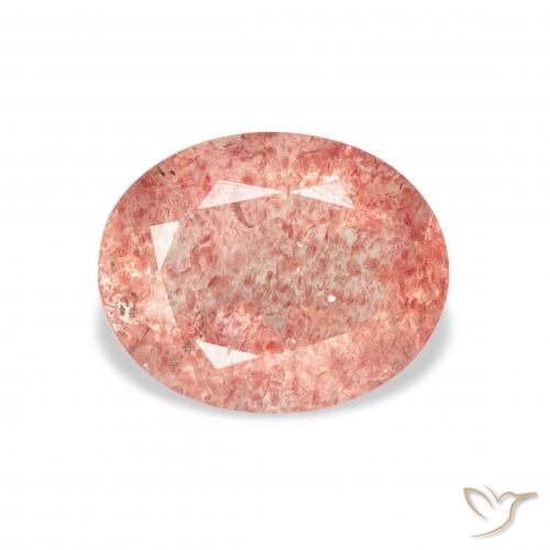 3.34ct 자연스러운 라즈베리 핑크 딸기 석영, 타원형, 투명한