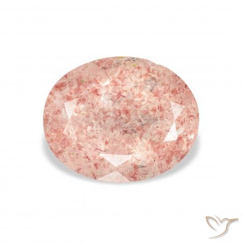 3.36ct 자연스러운 라이트 핑크 딸기 석영, 타원형, 투명한