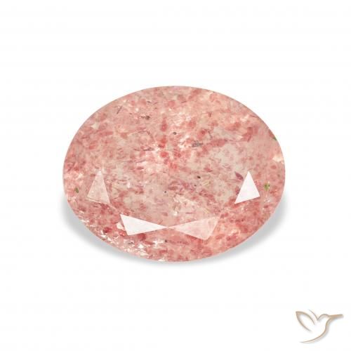 2.82ct 자연스러운 오렌지 핑크 딸기 석영, 타원형, 투명한