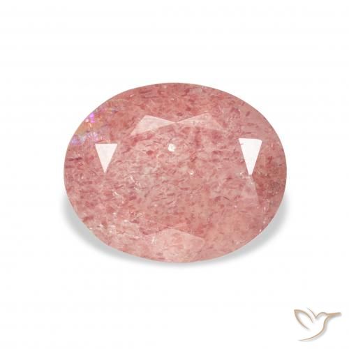 3.35ct 자연스러운 로즈 핑크 딸기 석영, 타원형, 투명한