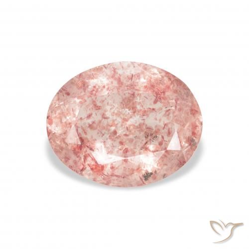 3.02ct 자연스러운 Medium Light-Pink 딸기 석영, 타원형, 투명한