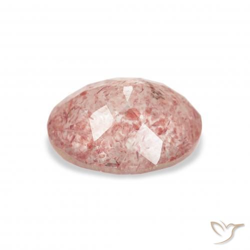 3.02캐럿 천연 Medium Light-Pink 딸기 석영, 타원형, 투명한