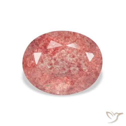 3.48ct 자연스러운 라즈베리 핑크 딸기 석영, 타원형, 투명한