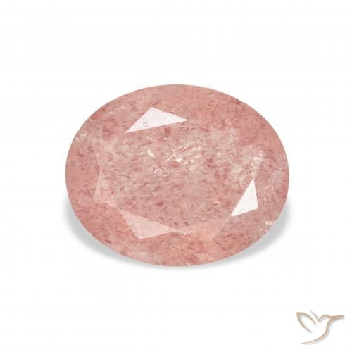 2.87ct 자연스러운 어시 핑크 딸기 석영, 타원형, 투명한