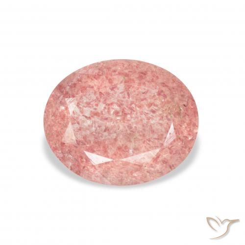 3.10ct 자연스러운 Medium Light-Pink 딸기 석영, 타원형, 투명한