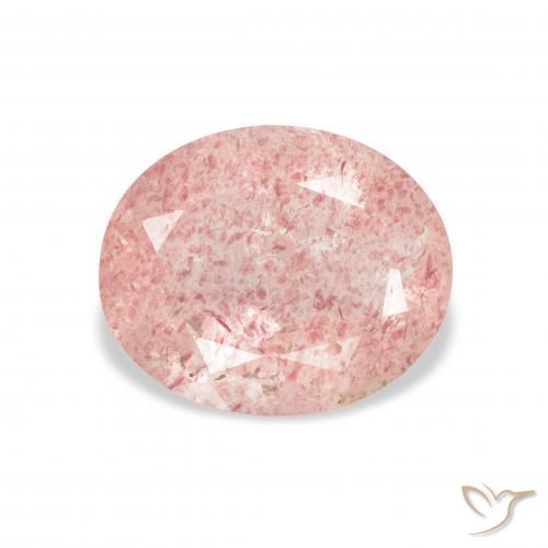 3.41ct 자연스러운 Medium Light-Pink 딸기 석영, 타원형, 투명한