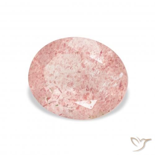3.41캐럿 천연 Medium Light-Pink 딸기 석영, 타원형, 투명한