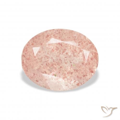 3.56ct 자연스러운 라이트 핑크 딸기 석영, 타원형, 투명한