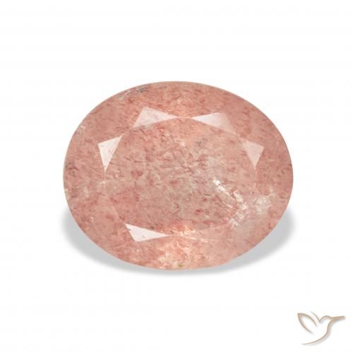 3.90ct 자연스러운 라이트 핑크 딸기 석영, 타원형, 투명한