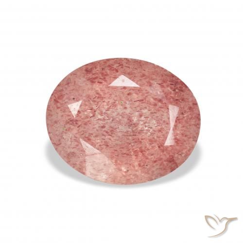 3.33ct 자연스러운 미디엄 핑크 딸기 석영, 타원형, 투명한